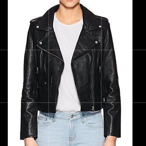 Barney’s black Leather Moto Jacket